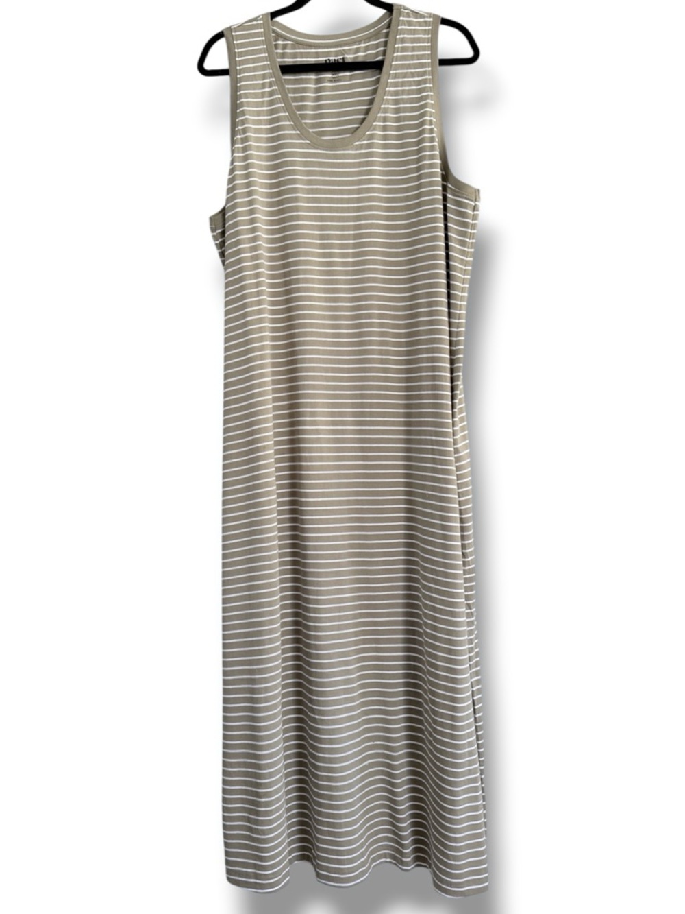 Pact Sleeveless Striped Maxi Dress in Taupe and White